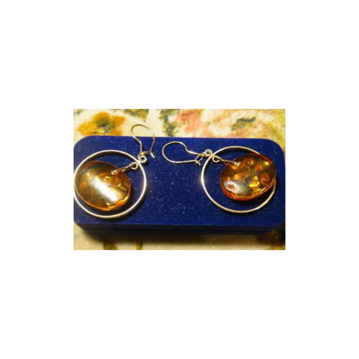 Russian Soviet silver rose gold plated 925 Amber earrings veab005